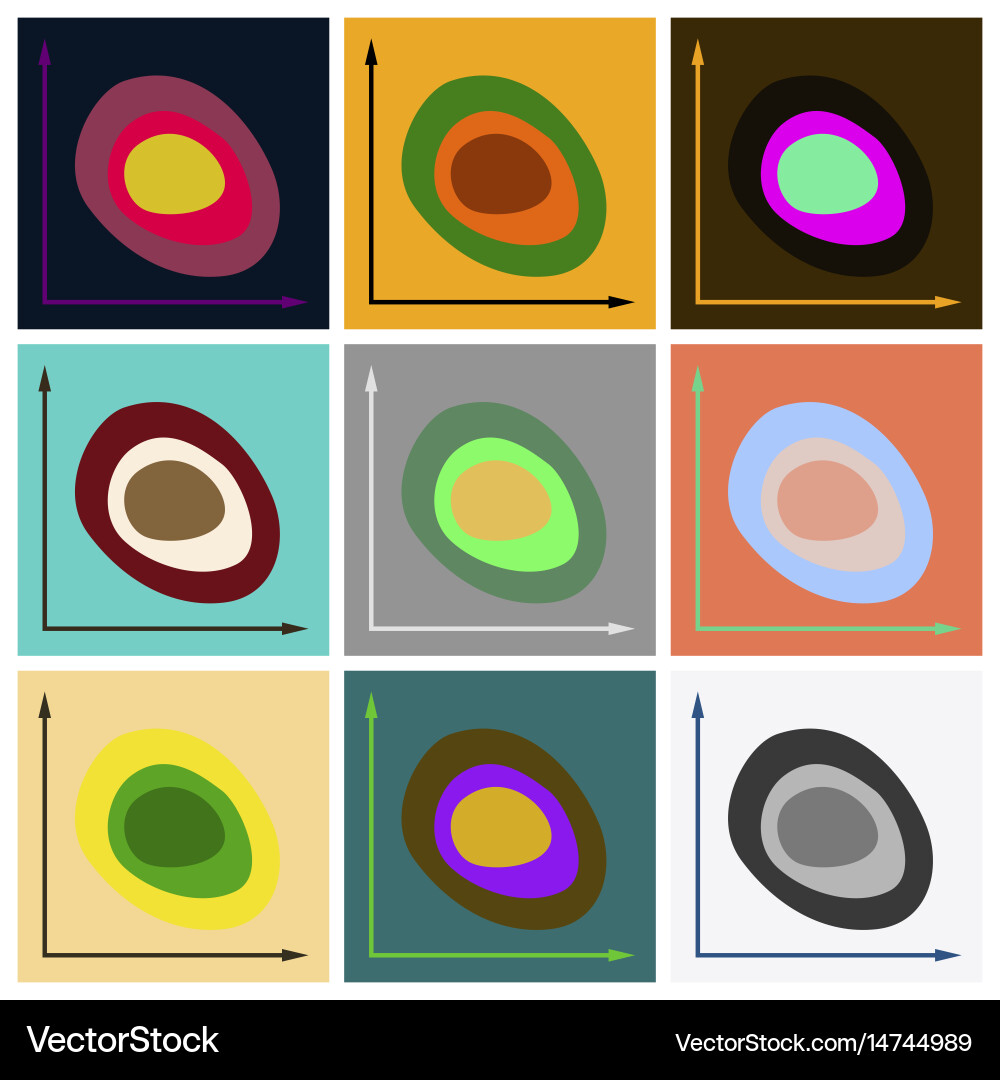 Set of flat icons on stylish background graph Vector Image