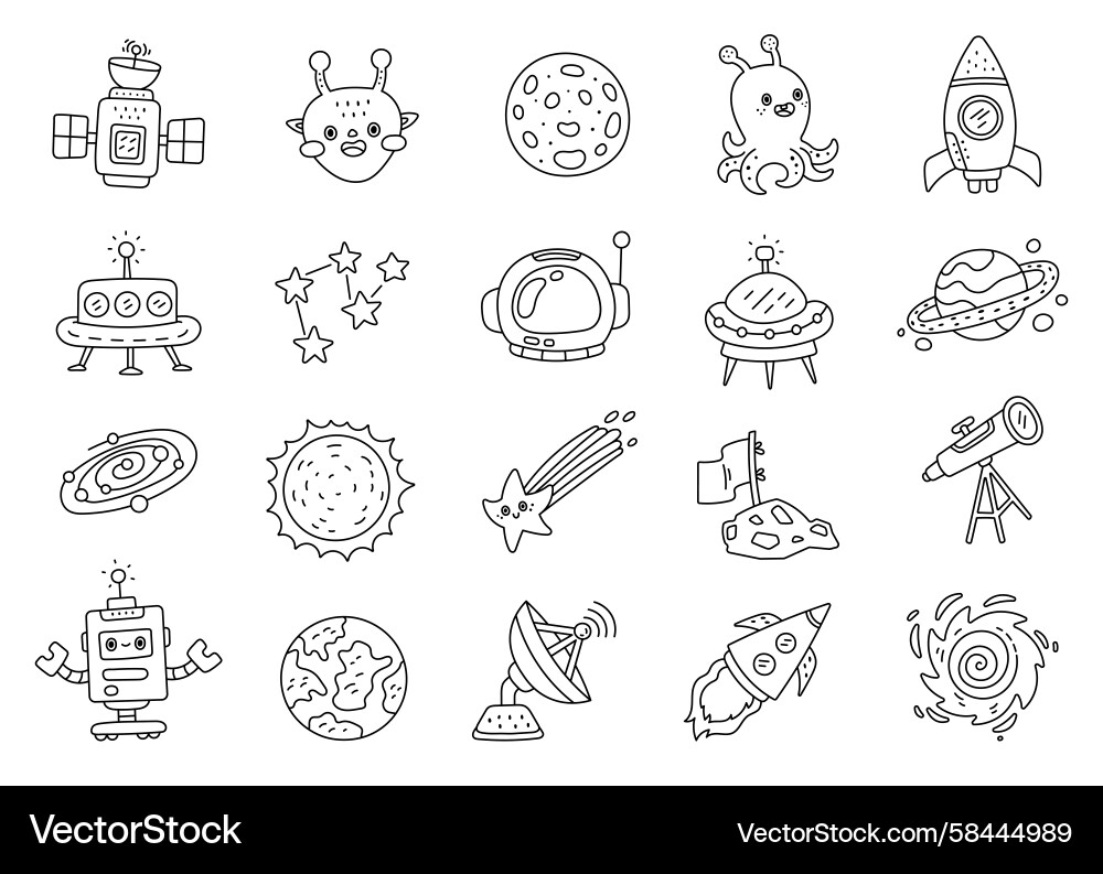 Space Character & Object Collection Vector Image
