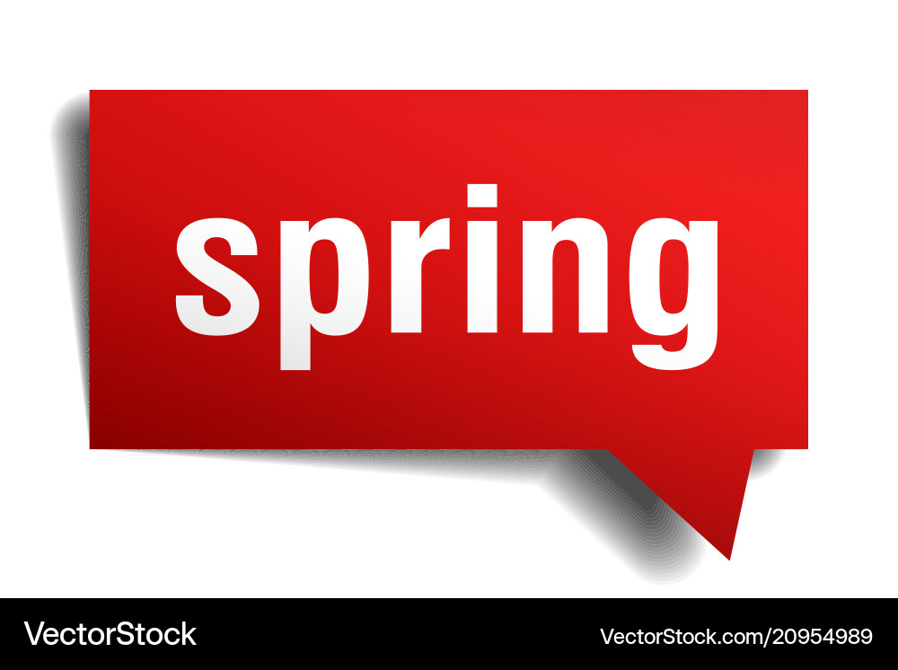 Spring red 3d speech bubble vector image