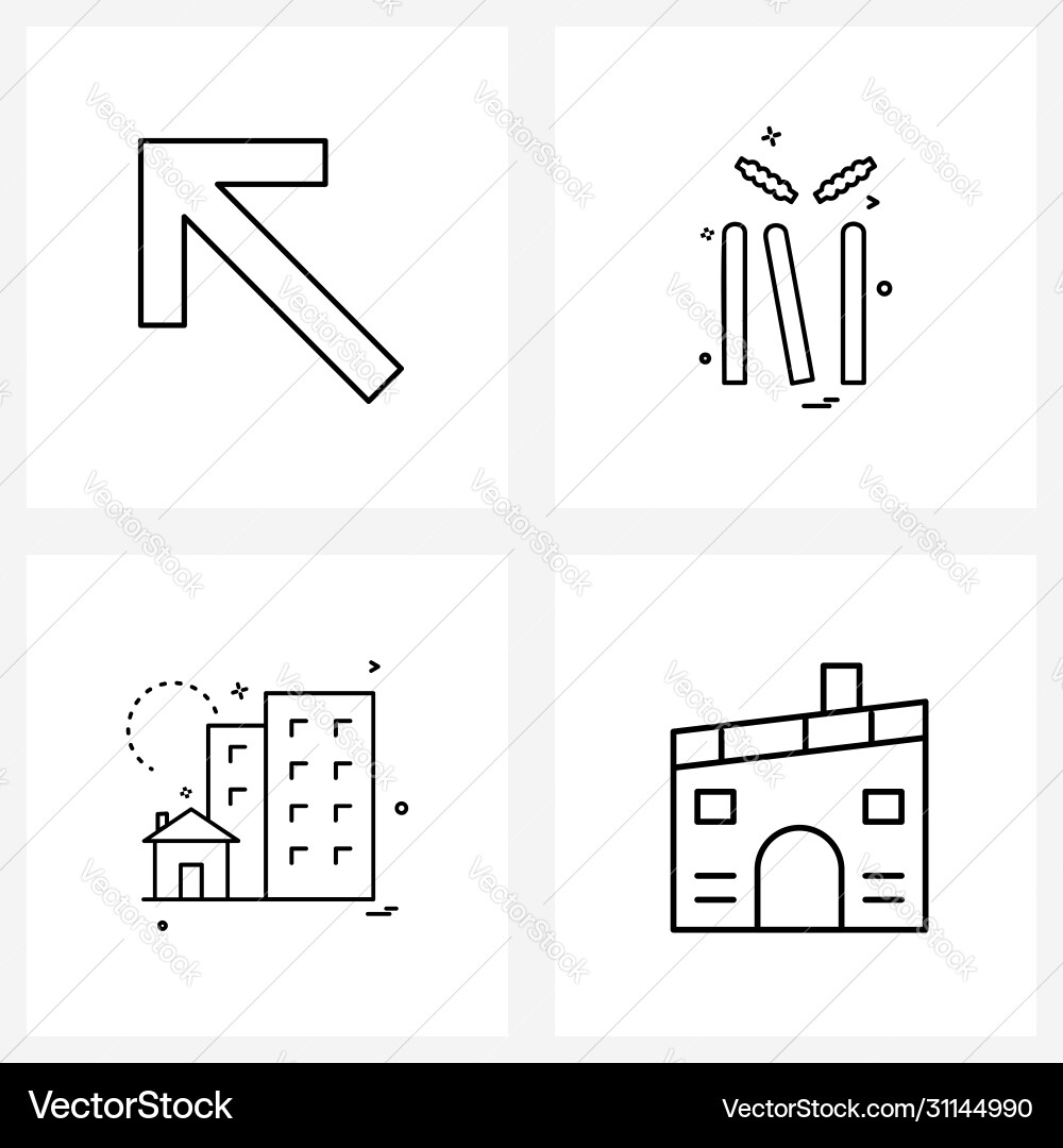 4 universal line icons for web and mobile arrow Vector Image