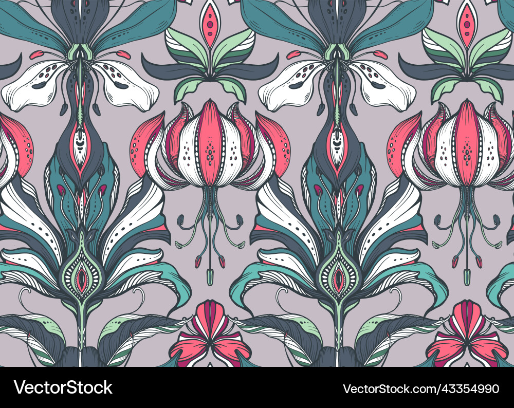 Beautiful seamless pattern with hand drawn Vector Image