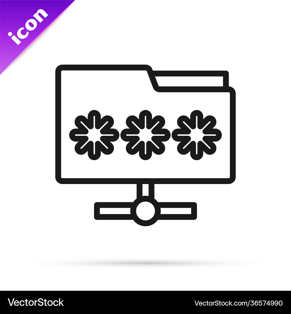 Black line folder with password notification icon Black line folder with password notification icon vector image