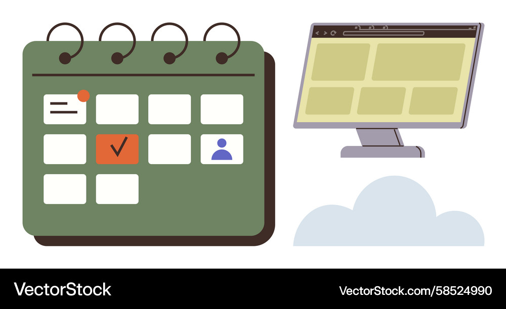 Calendar with Task Checkmarks Vector Image