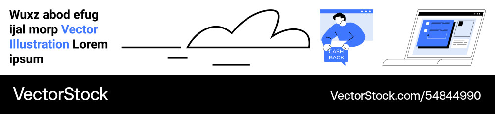 Cloud computing concept with user and laptop vector image