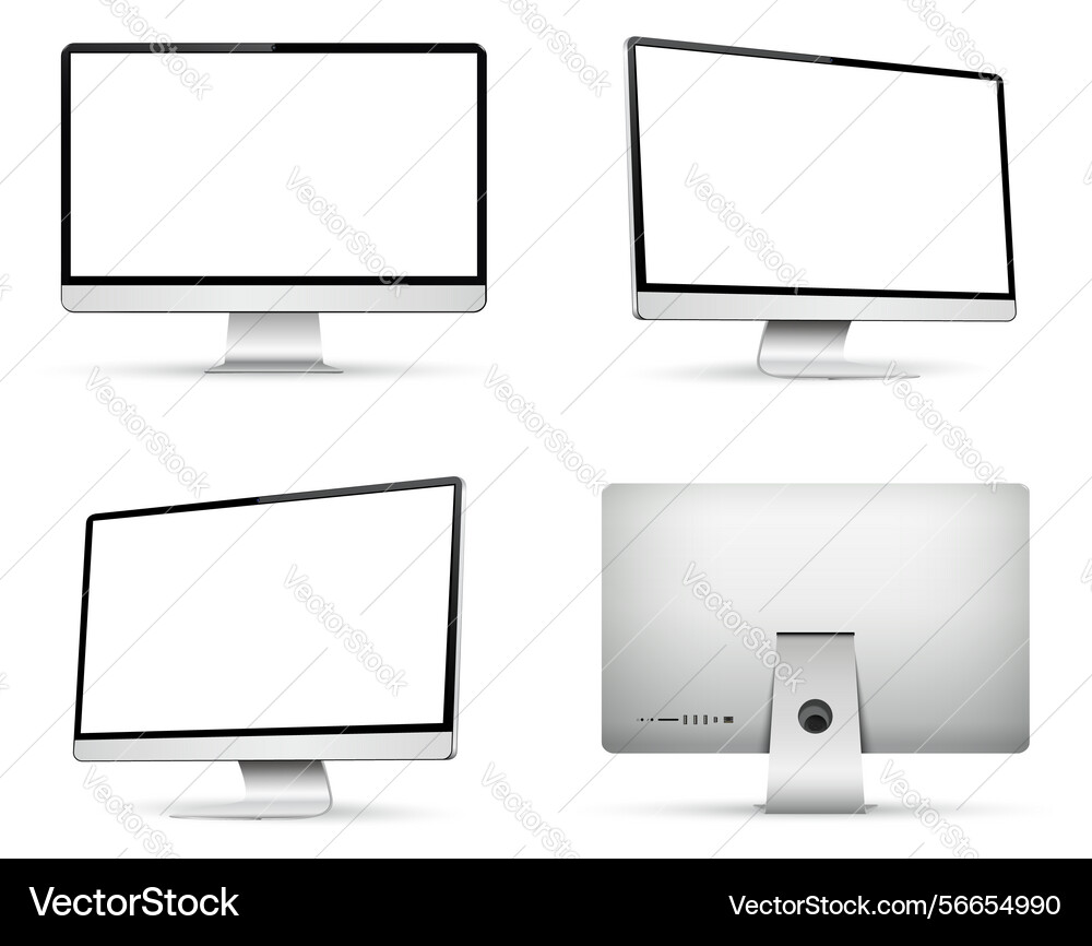Computer monitor with empty display front back Computer monitor with empty display front back vector image