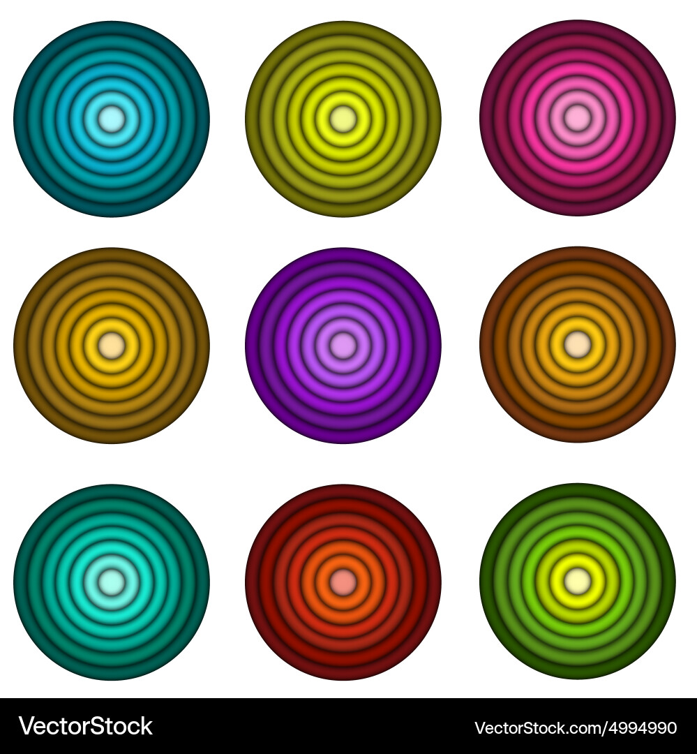 Concentric pipe shape in multiple colors over whit vector image
