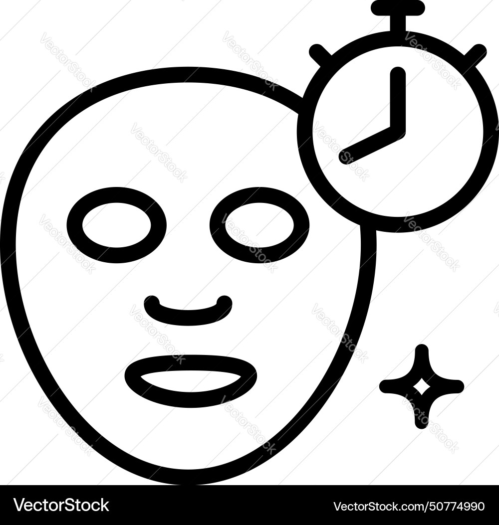 Cosmetics exposure time line icon sheet mask Vector Image