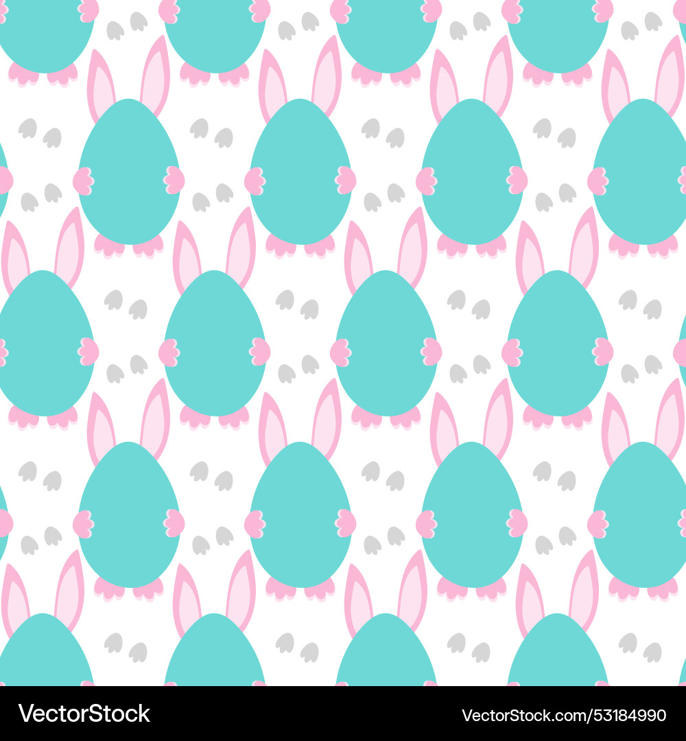 Easter bunny hiding behind egg seamless pattern Vector Image