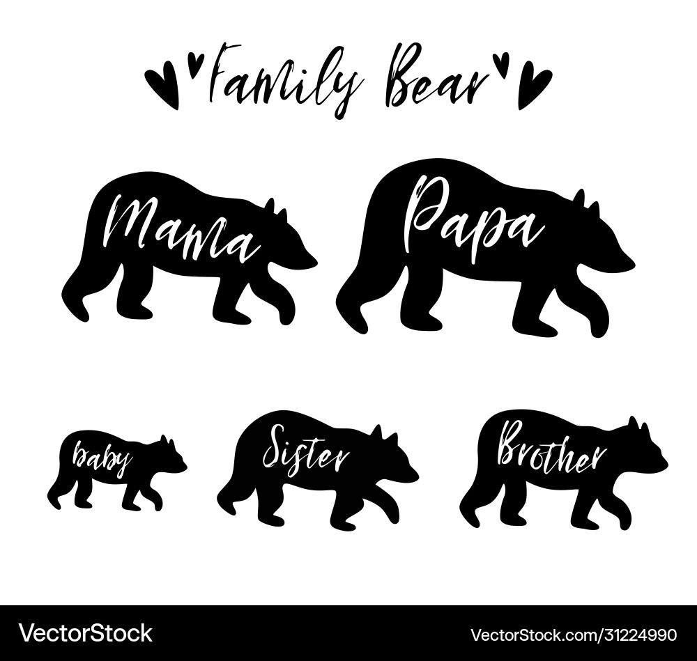 Familienbären Mama Papa Schwester Bruder Baby Familienbären Mama Papa Schwester Bruder Baby vektorbild