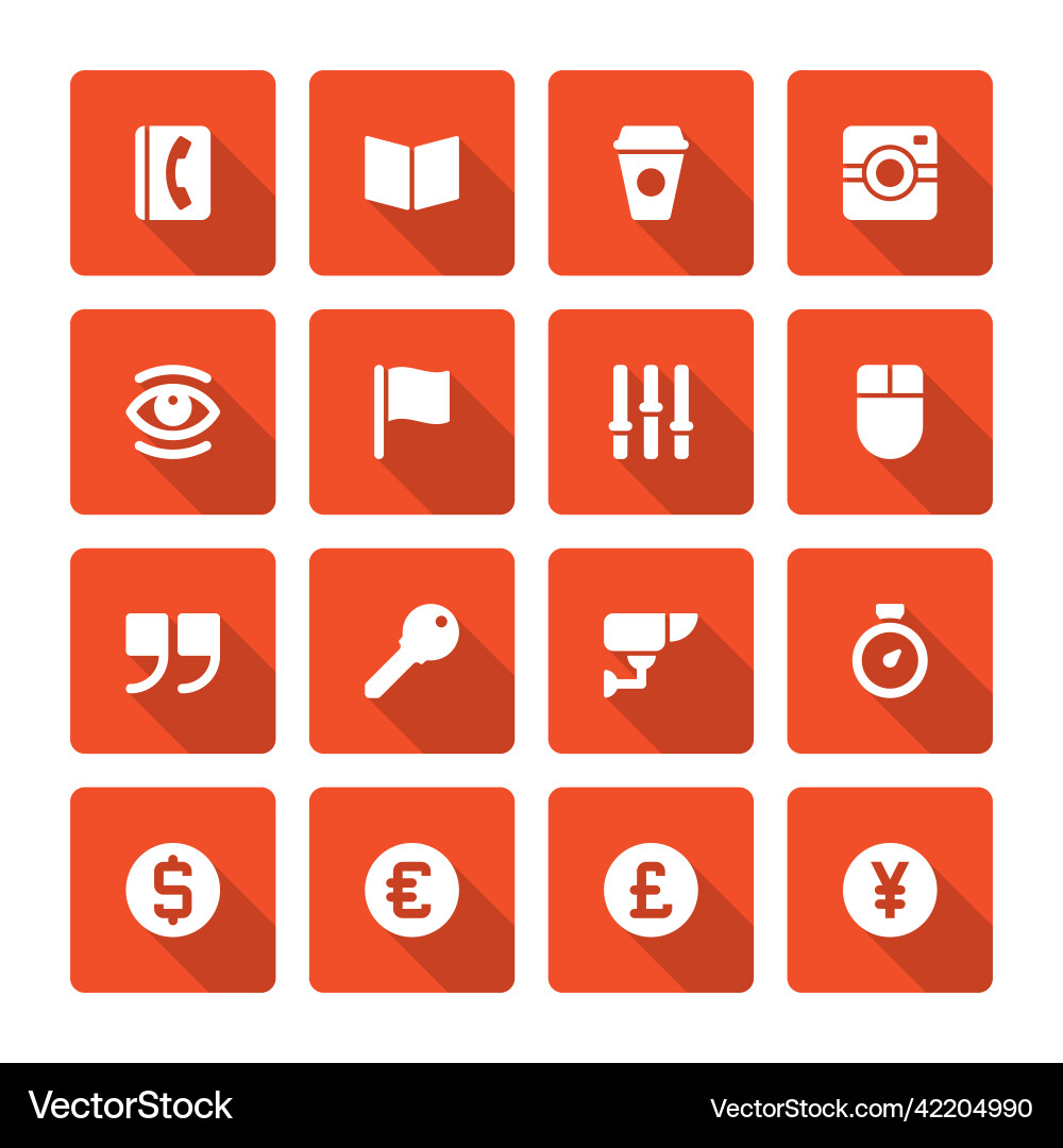 Flat icons set and long shadow effect vector image