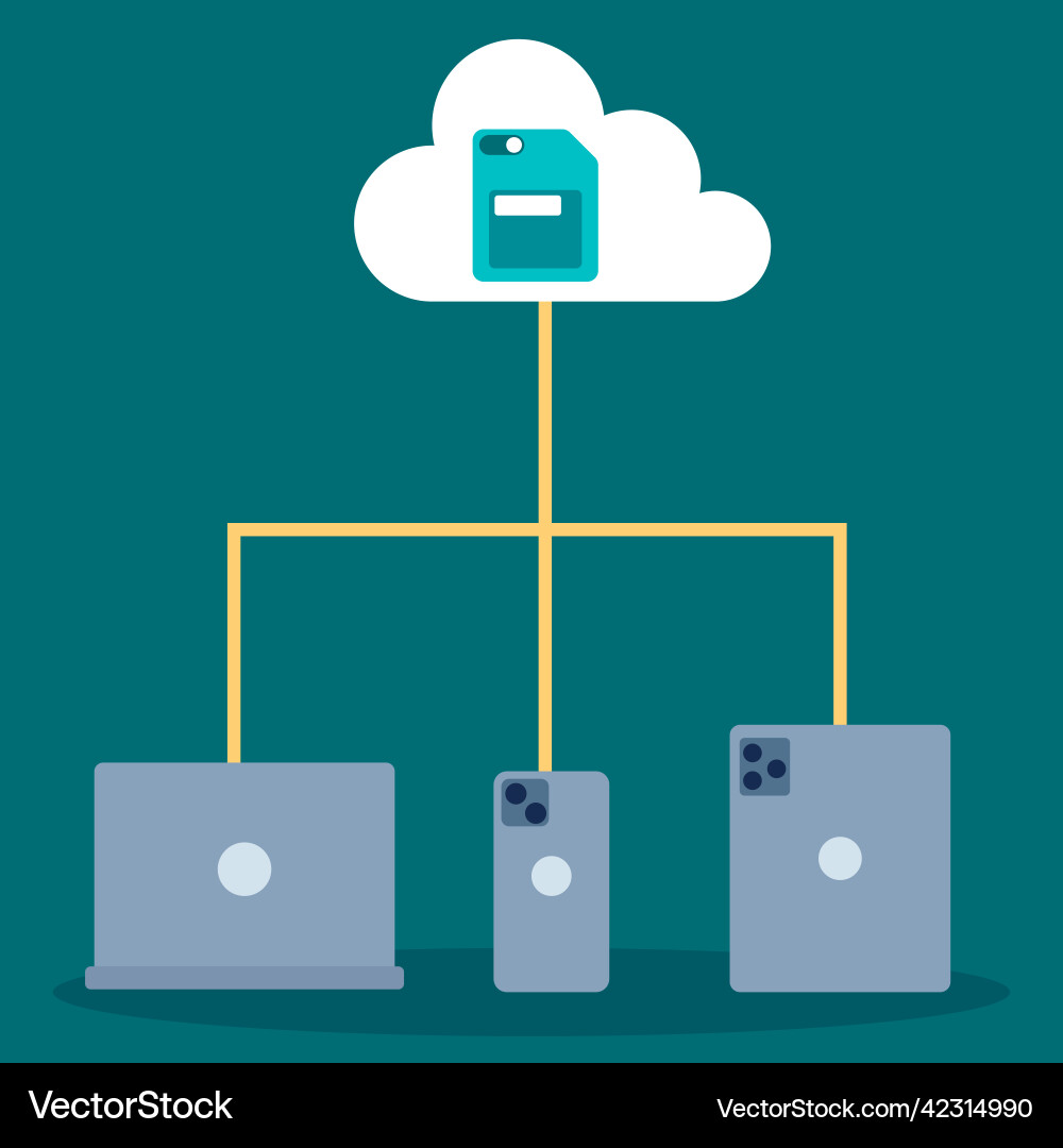 Home data syncronize from internet flat design Vector Image
