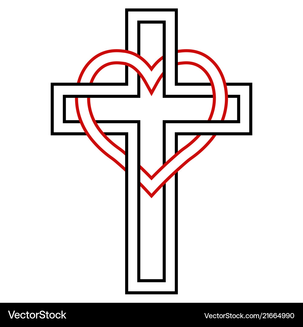 Intertwining of the heart and christian cross