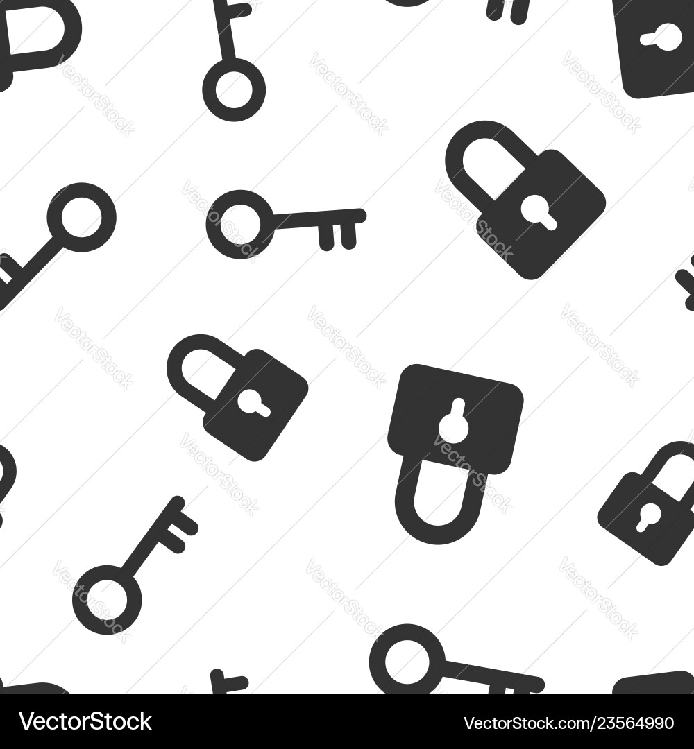 Key with padlock icon seamless pattern background vector image