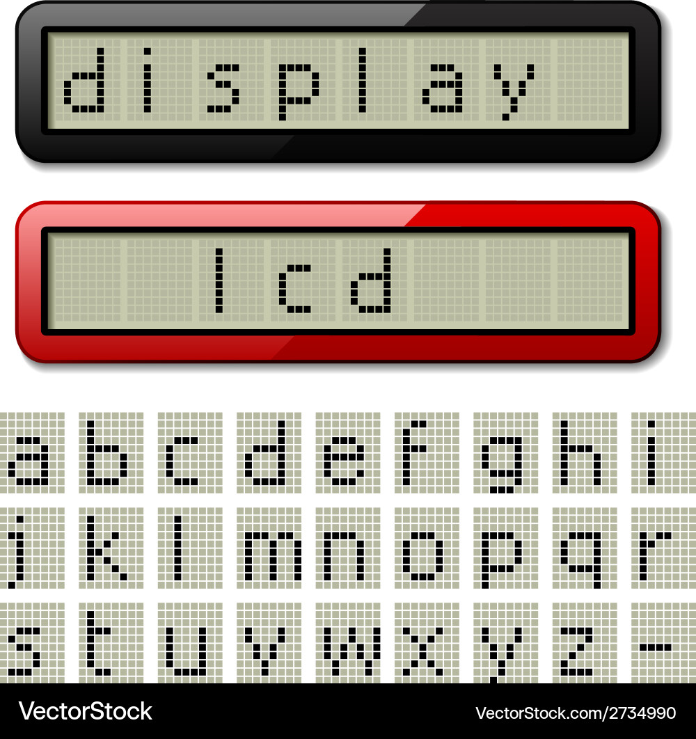 Lcd display pixel font - lowercase characters Vector Image
