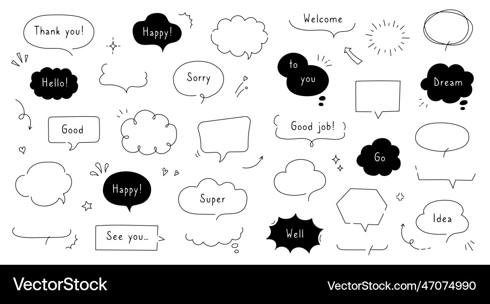 Line simple balloon frame for text title vector image