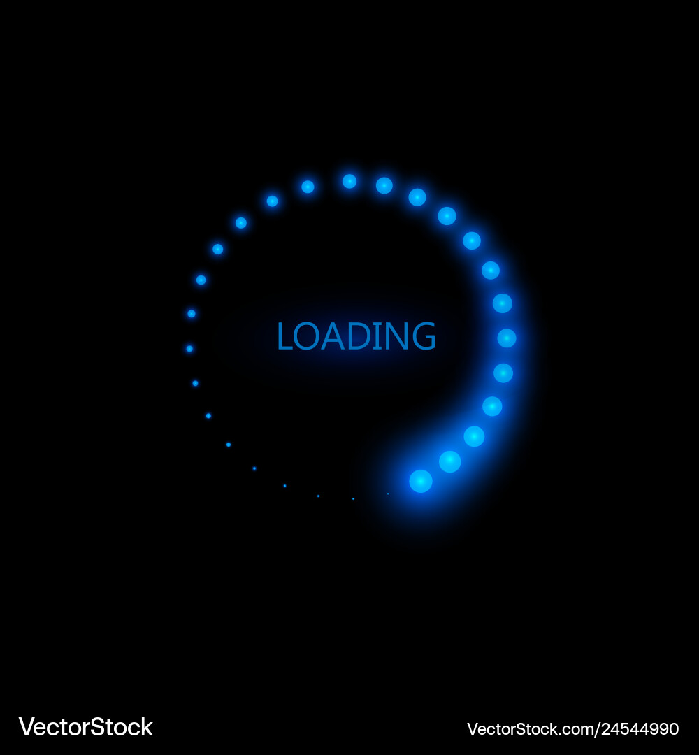 Loading icon on black Royalty Free Vector Image