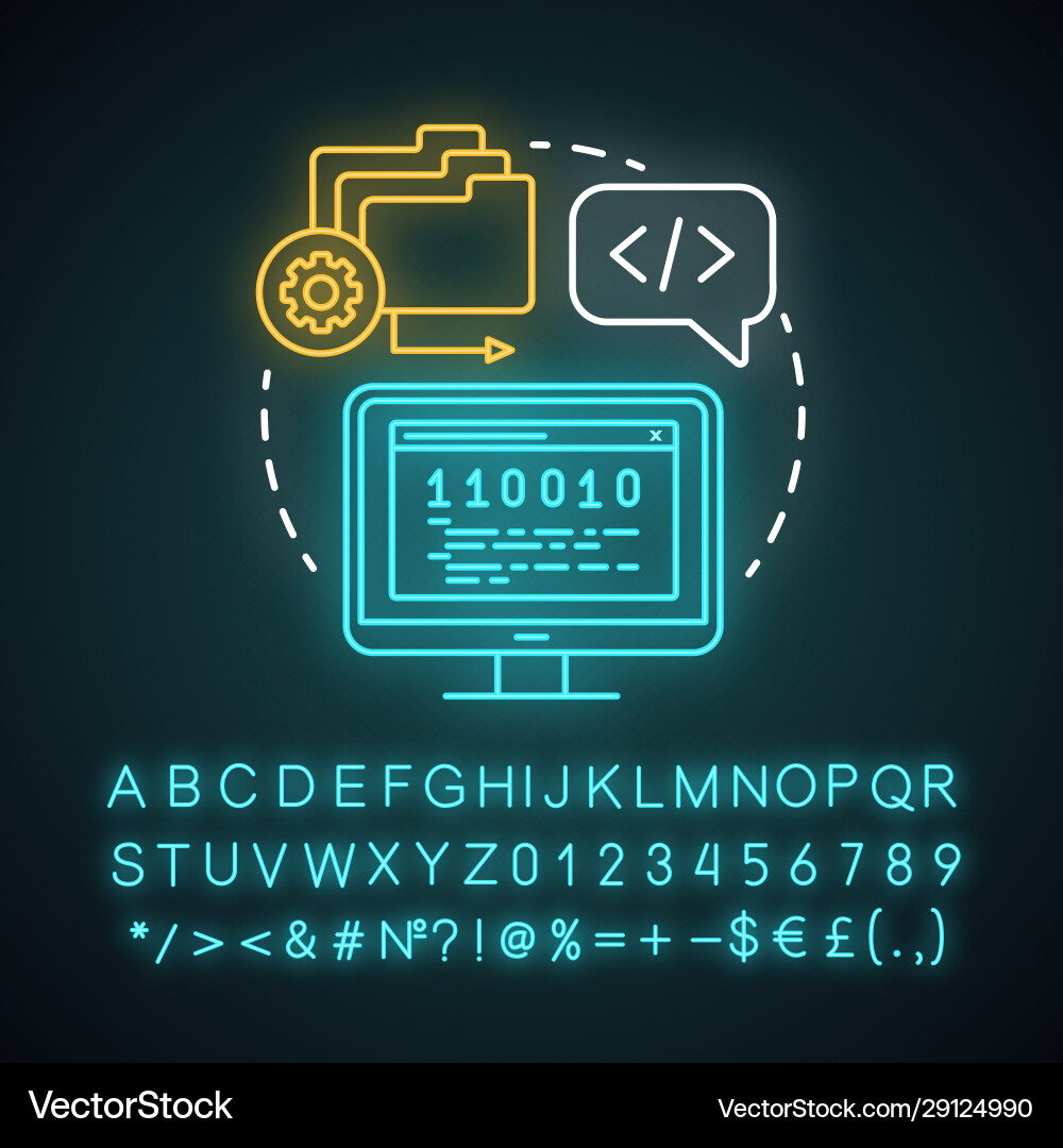 Programming environment neon light concept icon Vector Image
