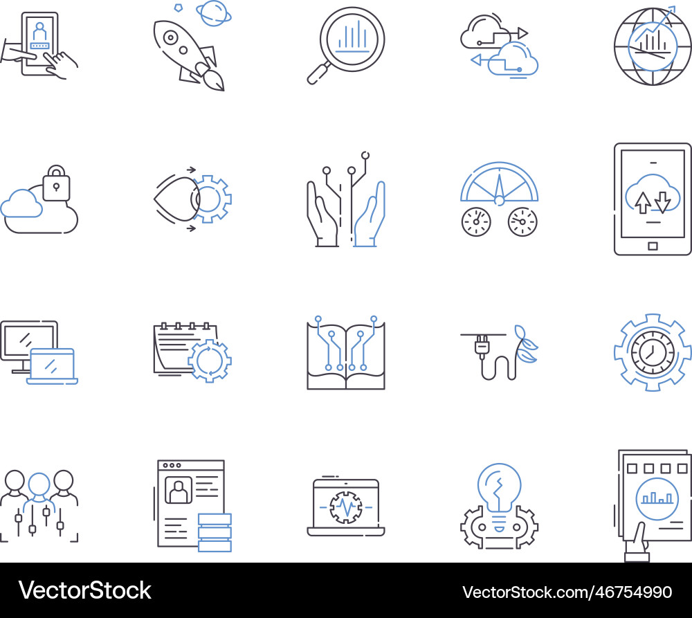 Robotic process automation outline icons Vector Image