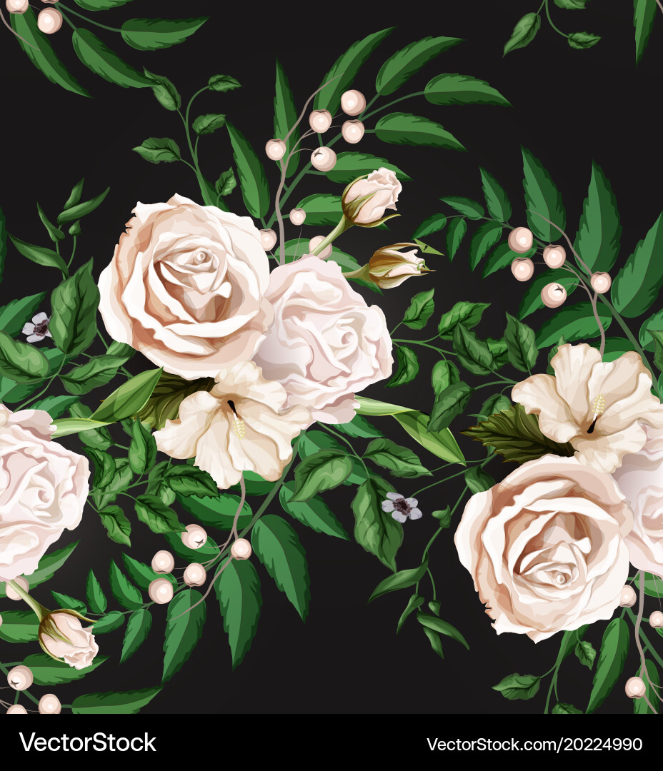 Romantic Watercolor Rose Pattern Royalty Free Vector Image