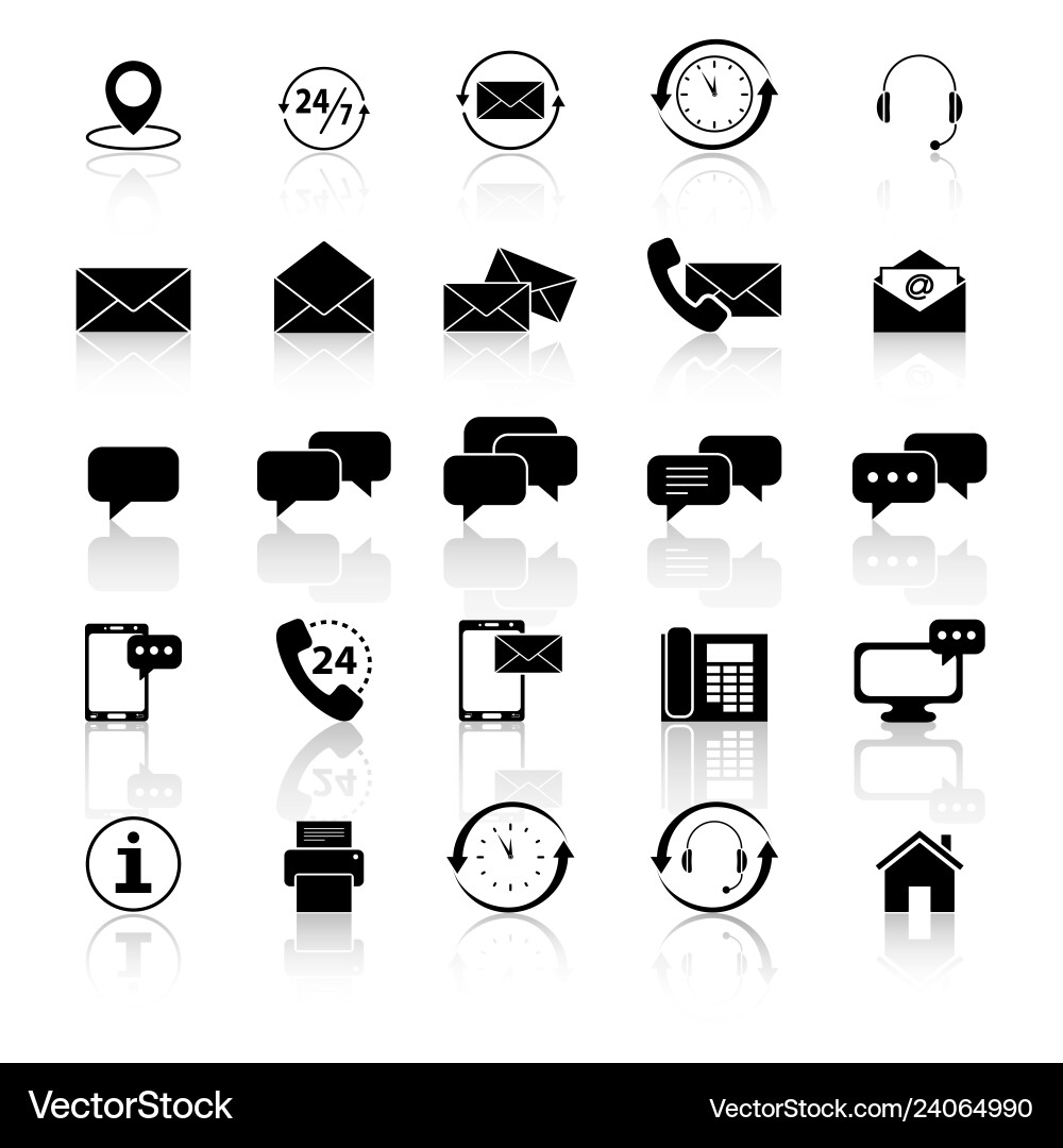 Set of contact and service with reflection Set of contact and service with reflection vector image