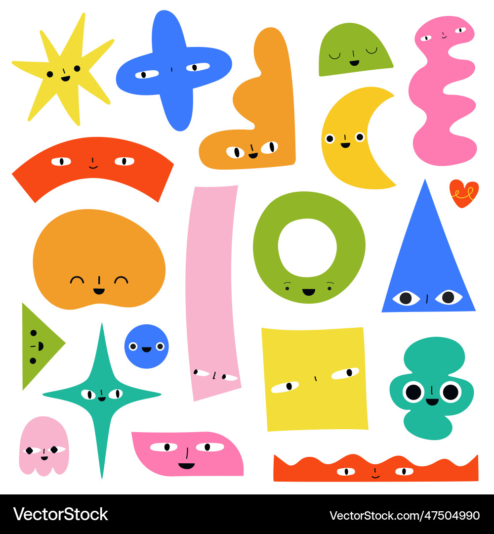 Set with colored shapes of paper smiling Vector Image