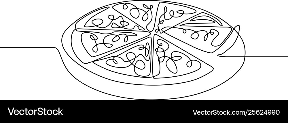 Single Line Pizza Slice Royalty Free Vector Image