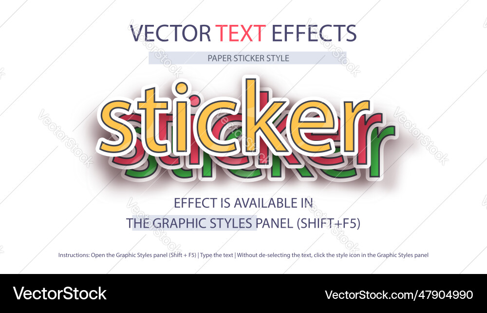 Stickers - editable text effect font style vector image