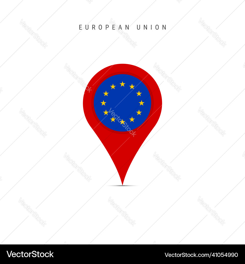 Teardrop map marker with flag of european union Vector Image