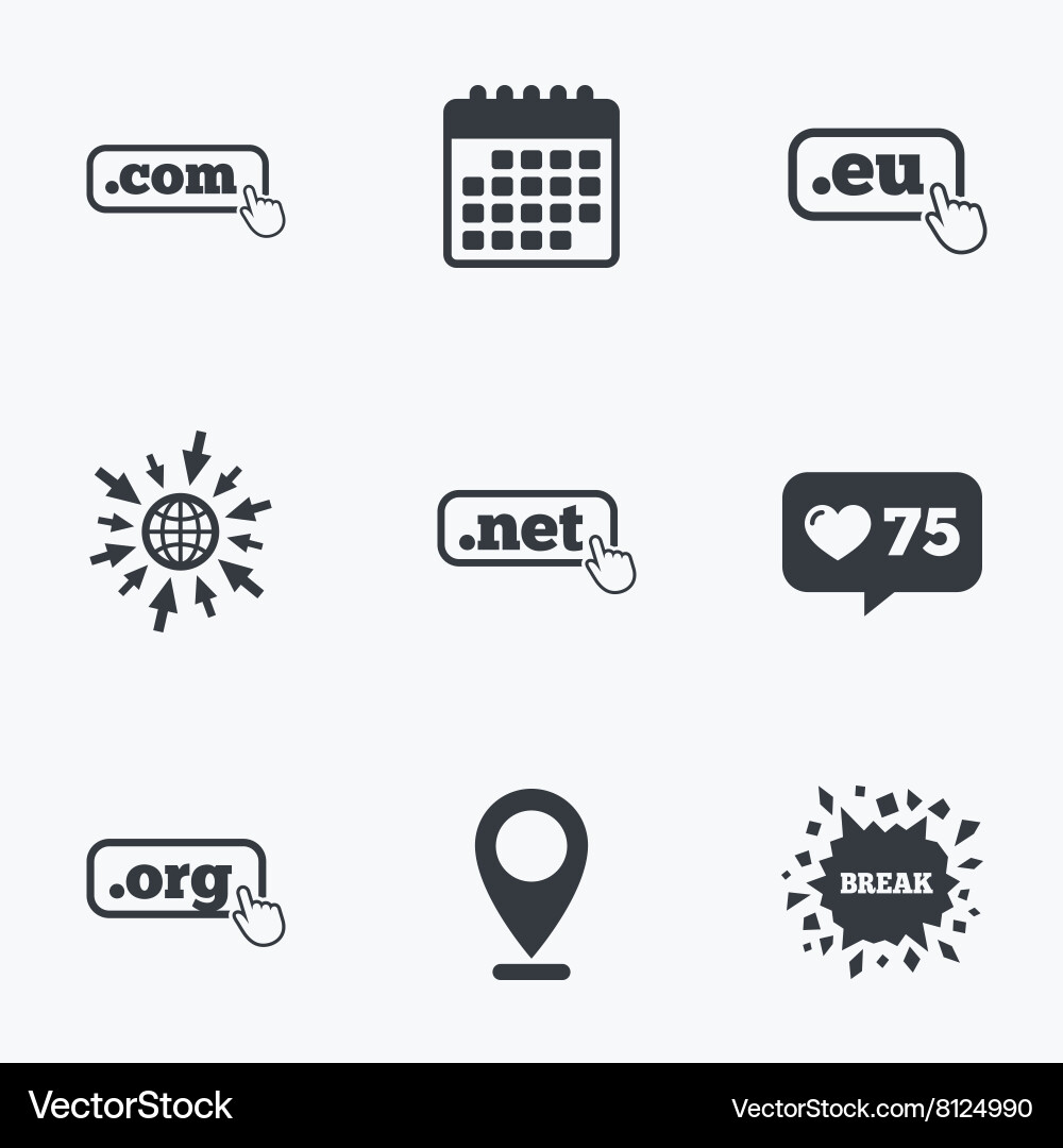 Top-level domains signs com eu net and org Vector Image