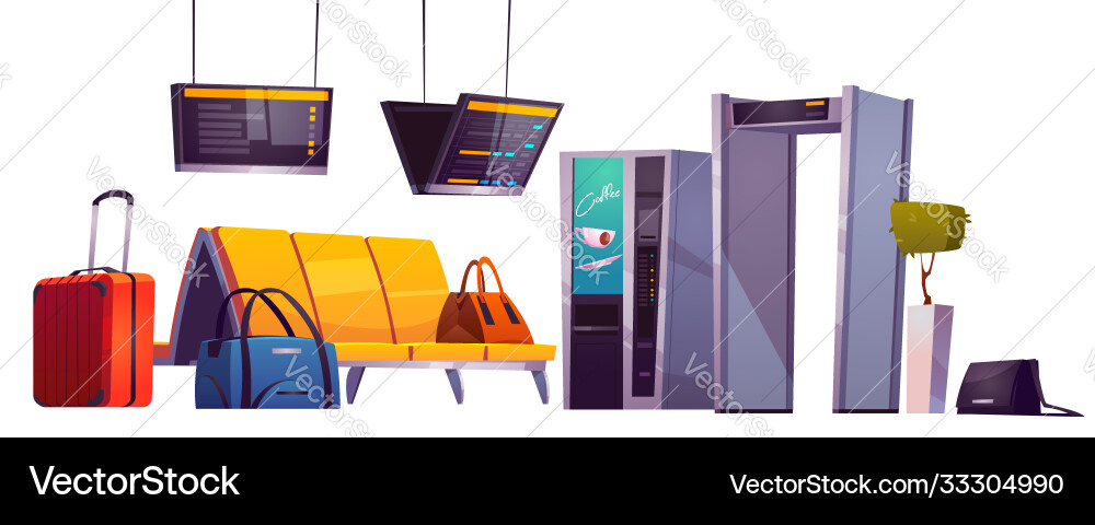 Waiting room in airport terminal with chairs Waiting room in airport terminal with chairs vector image