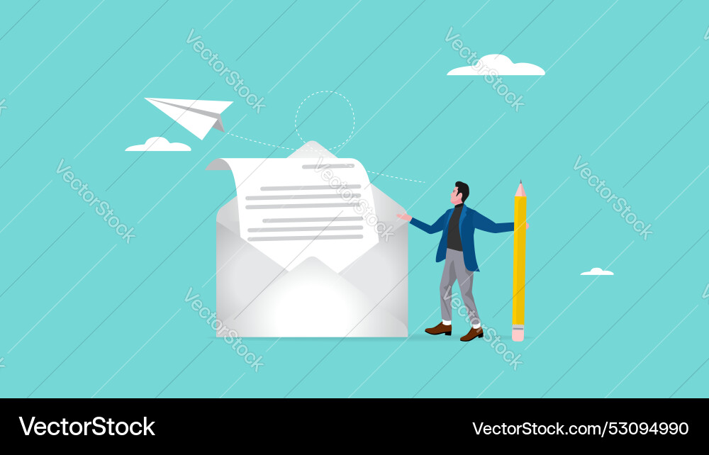 Write and send messages using email business man Write and send messages using email business man vector image