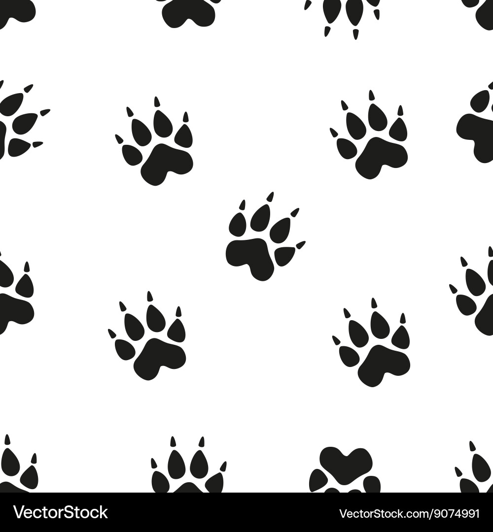 Animal Paw Print Seamless Pattern Vector Image