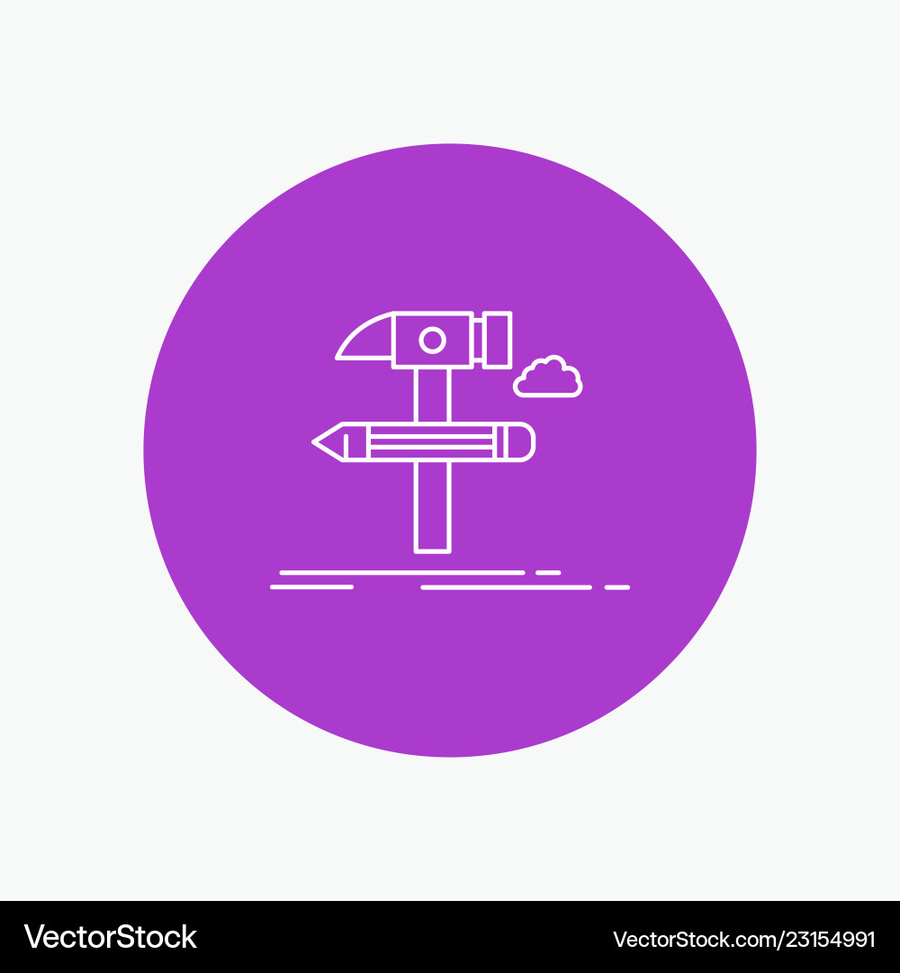 Build design develop tool tools white line icon Vector Image