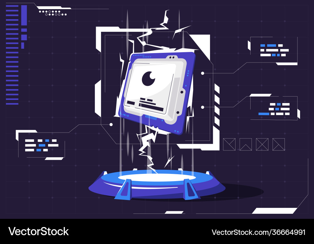 Computer processor with futuristic design elements Vector Image