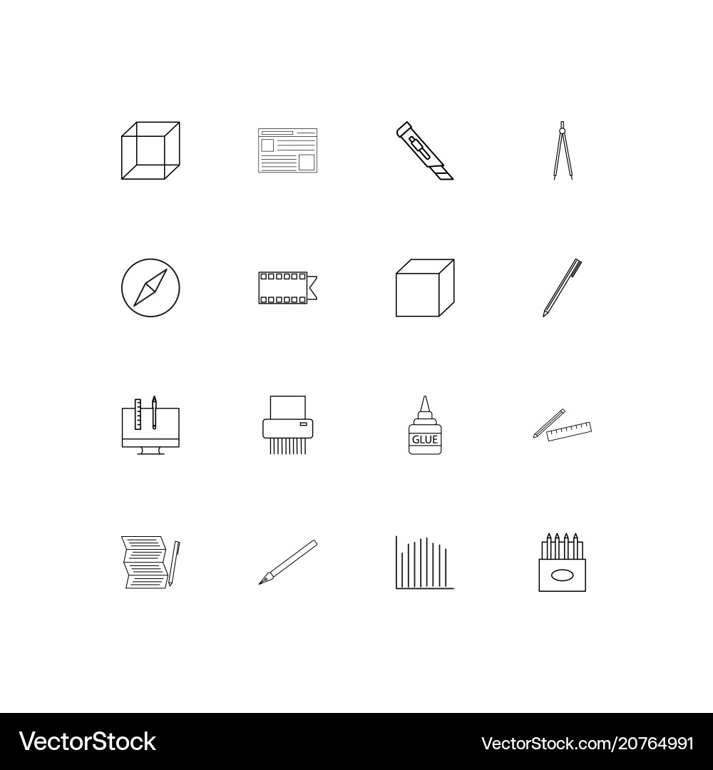 Creative process and design linear thin icons set vector image