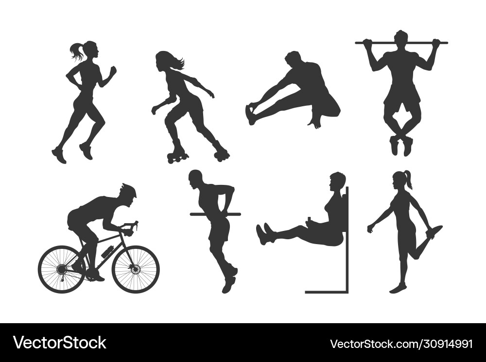 Fitness Silhouettes - Active People Vector Image