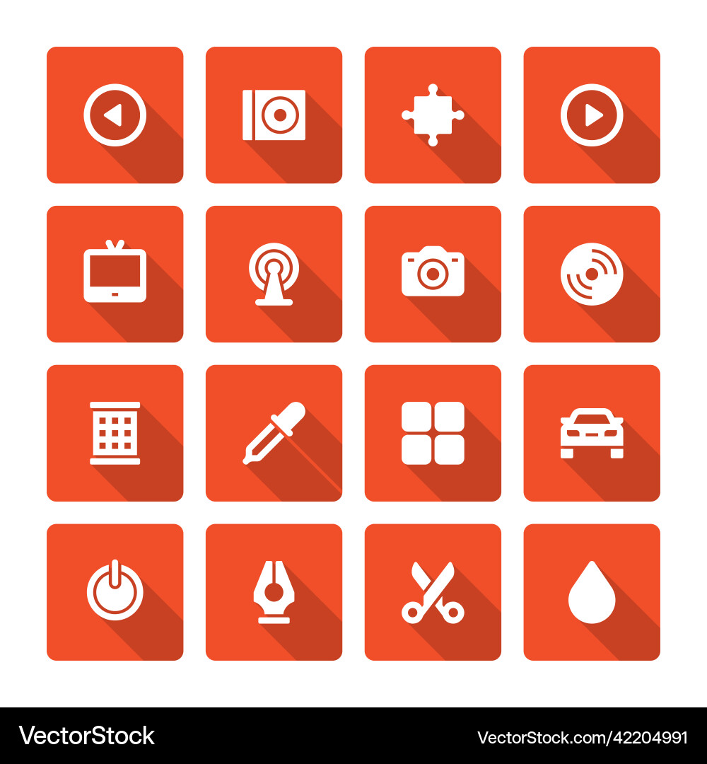 Flat icons set and long shadow effect Flat icons set and long shadow effect vector image