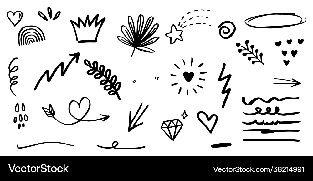 Hand drawn set curly swishes swashes swoops Vector Image