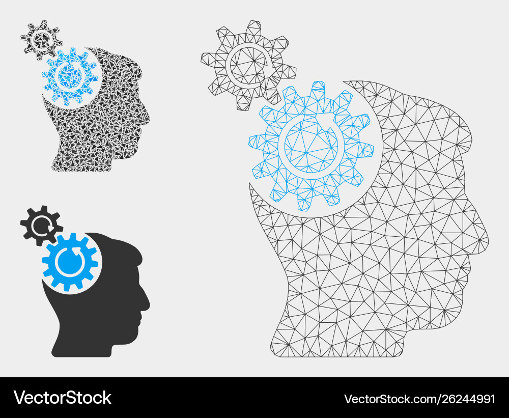 Head cogs rotation mesh 2d model Head cogs rotation mesh 2d model vector image