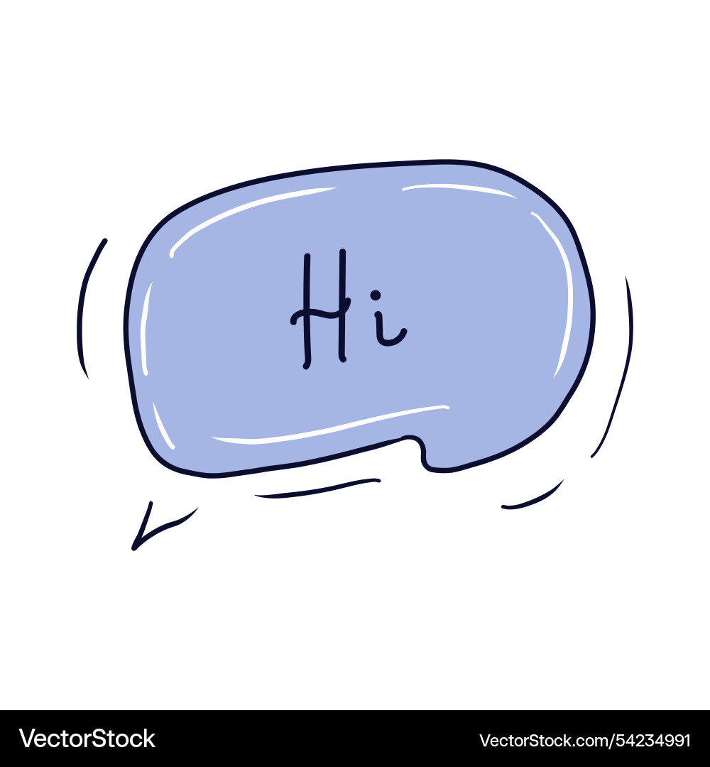 Hi in bubble speech flat design text message vector image