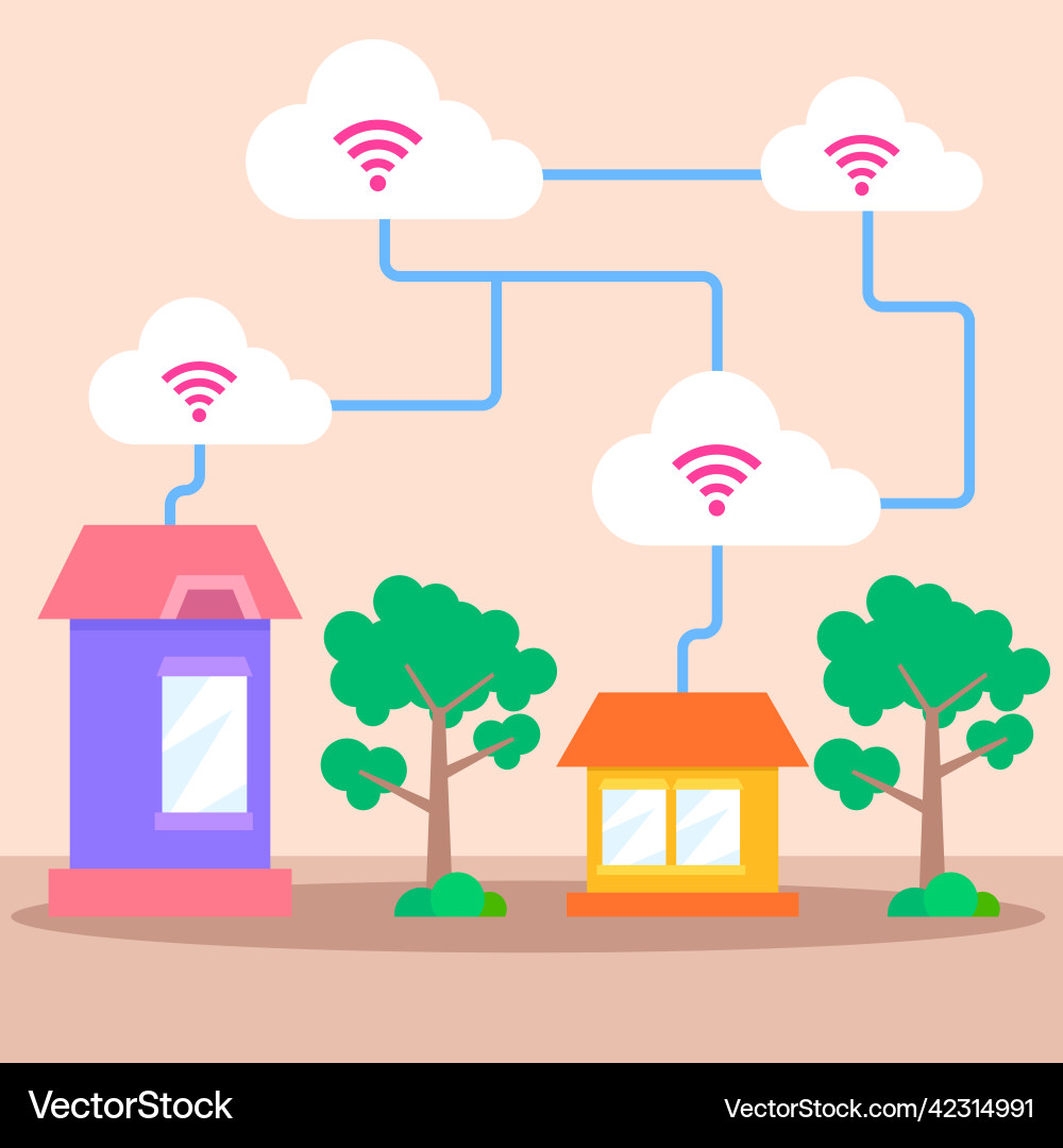 Home data syncronize from internet flat design Vector Image