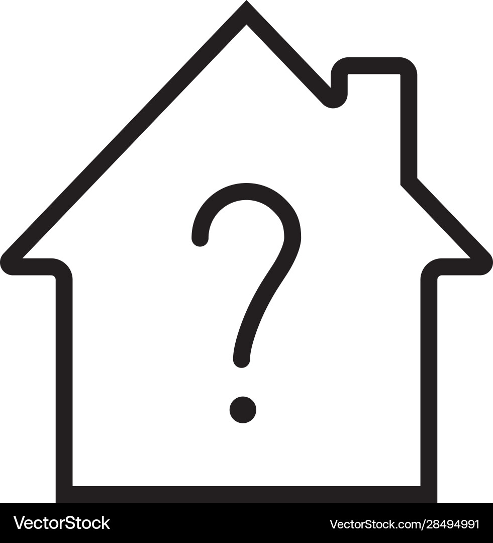 House with question mark inside linear icon House with question mark inside linear icon vector image