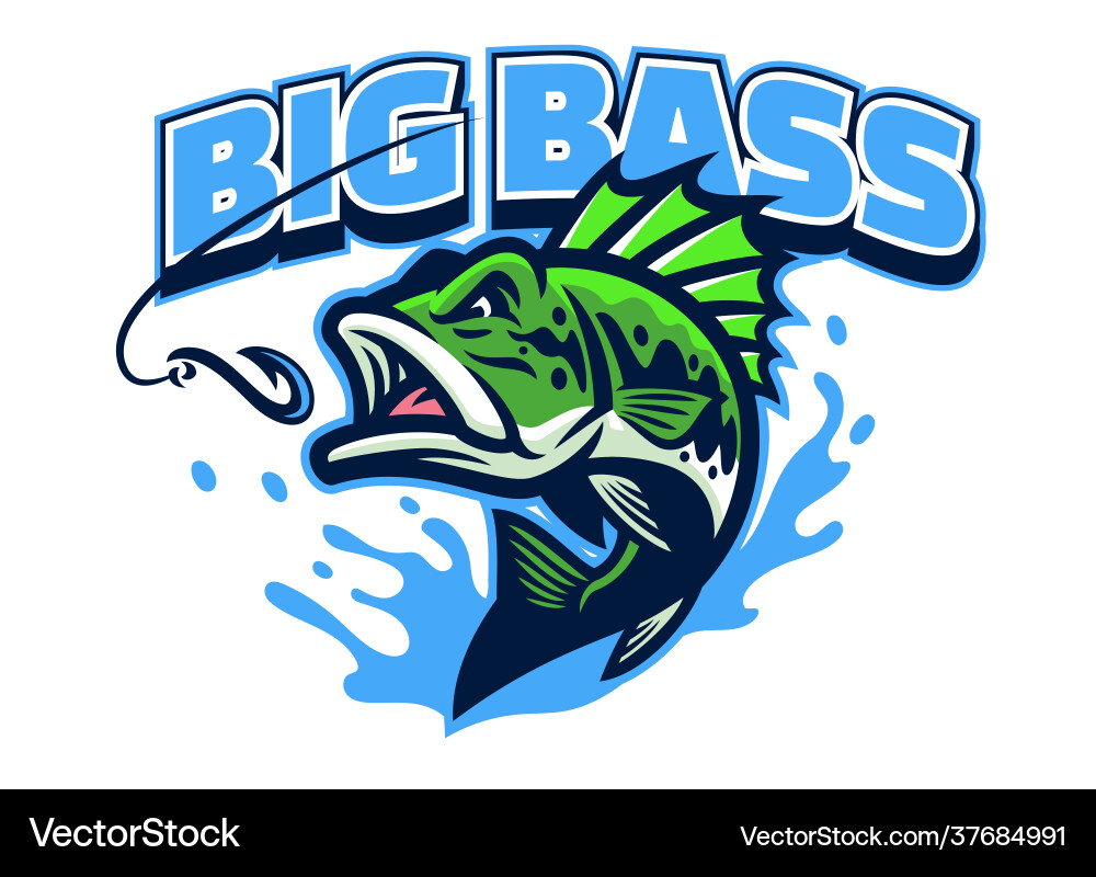 Largemouth Bass Fishing Mascot Logo Vector Image