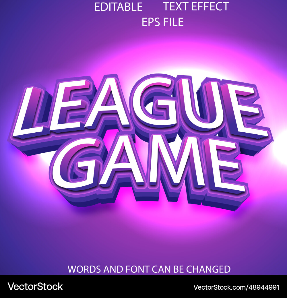 League game editable text effect 3d font style League game editable text effect 3d font style vector image