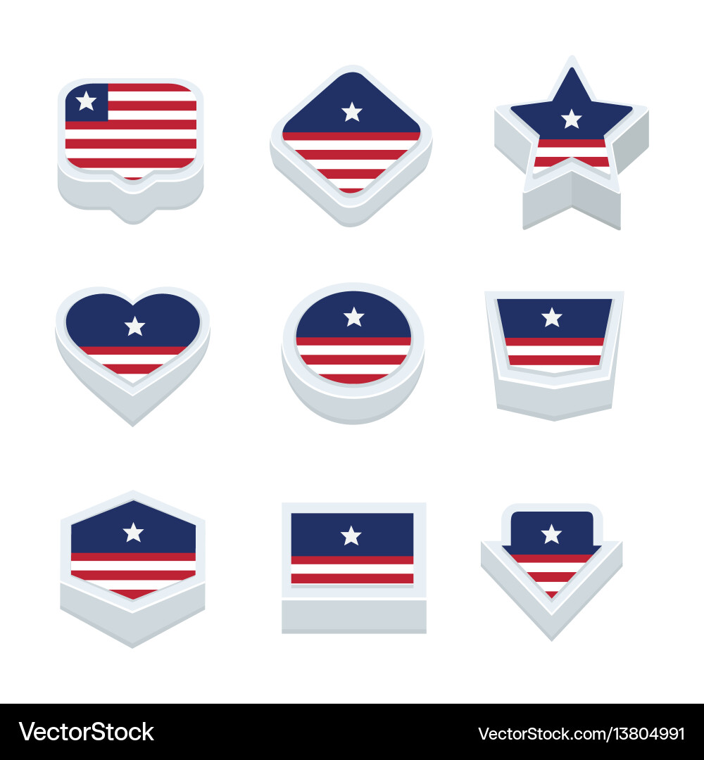 Liberia flags icons and button set nine styles Vector Image