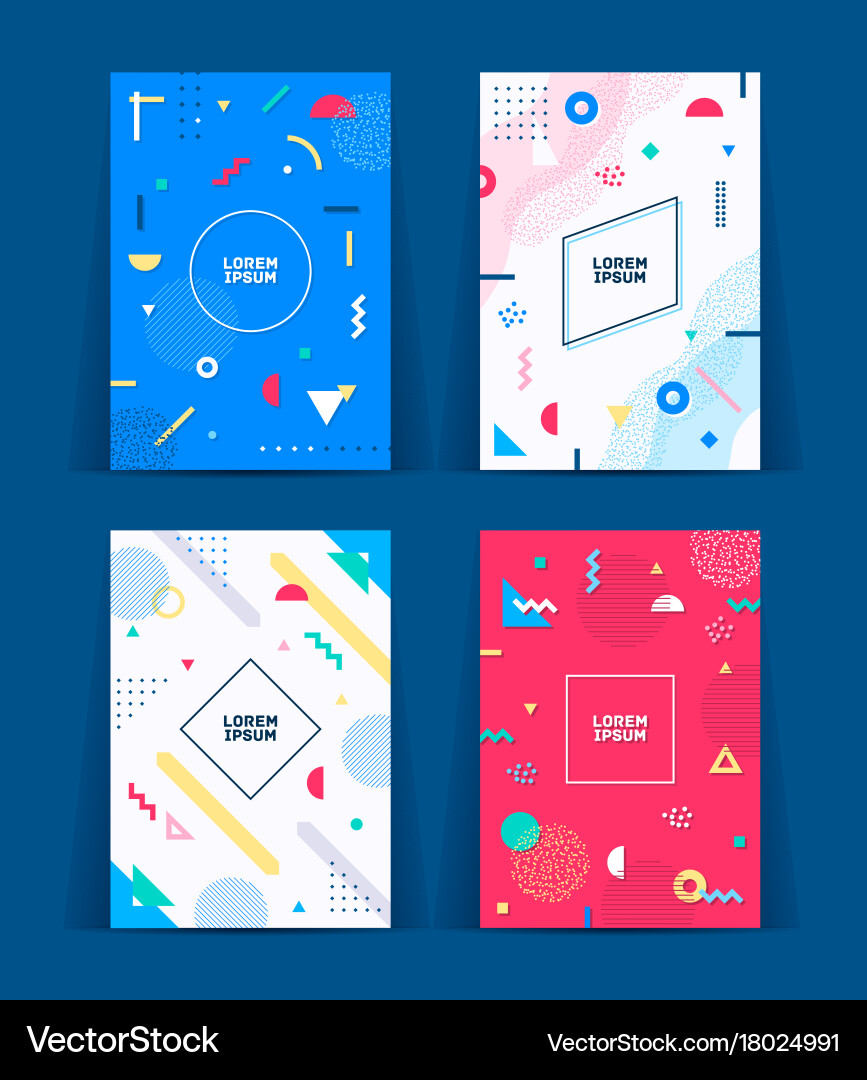 Neo Memphis Style Cover Set Vector Image