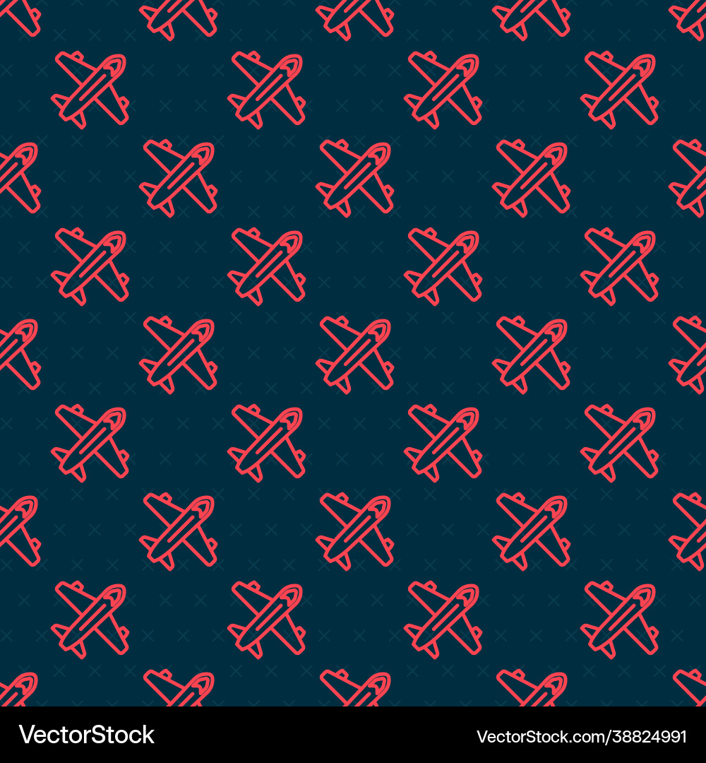 Red line plane icon isolated seamless pattern Red line plane icon isolated seamless pattern Vector Image