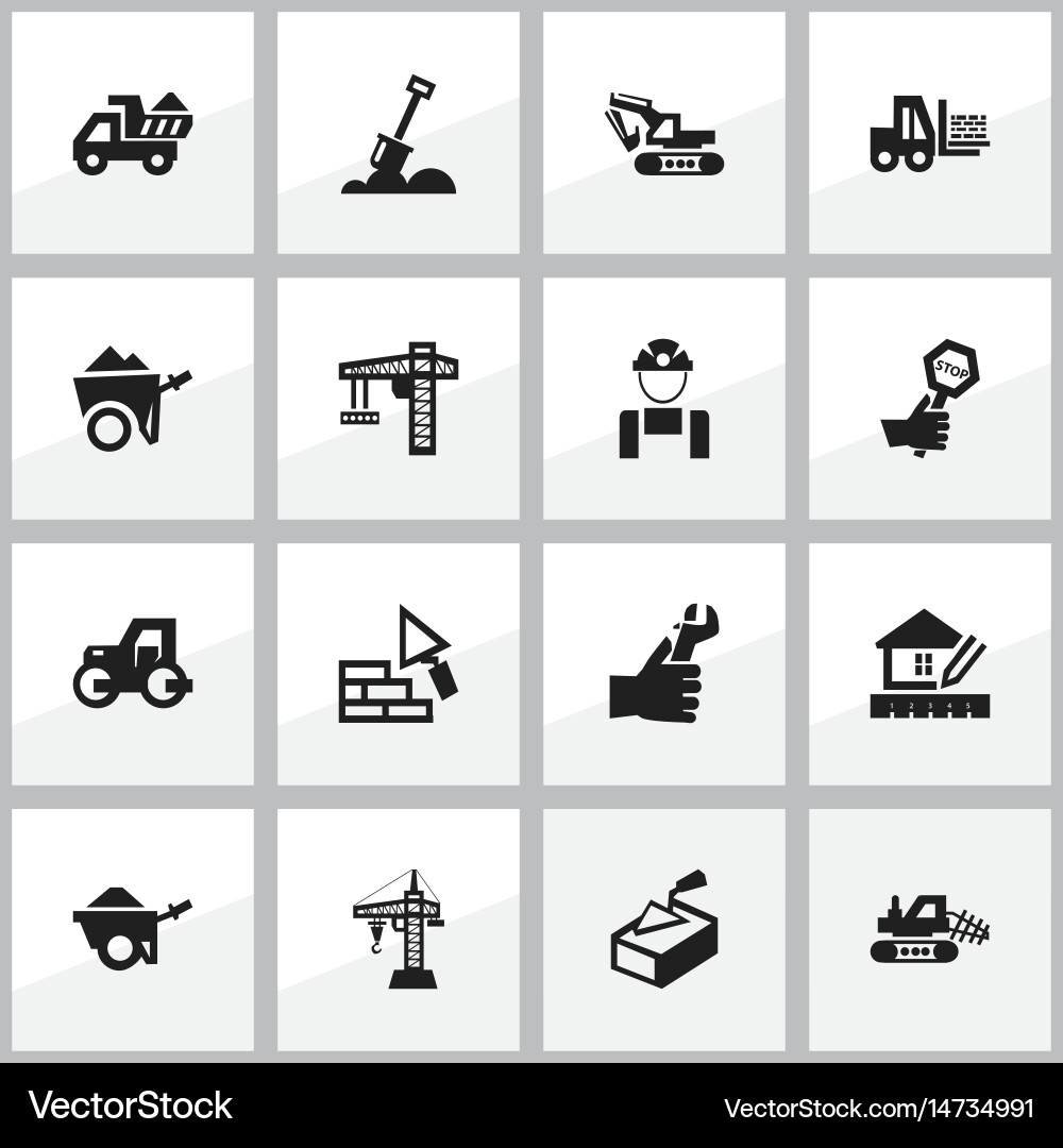 Set of 16 editable building icons includes vector image