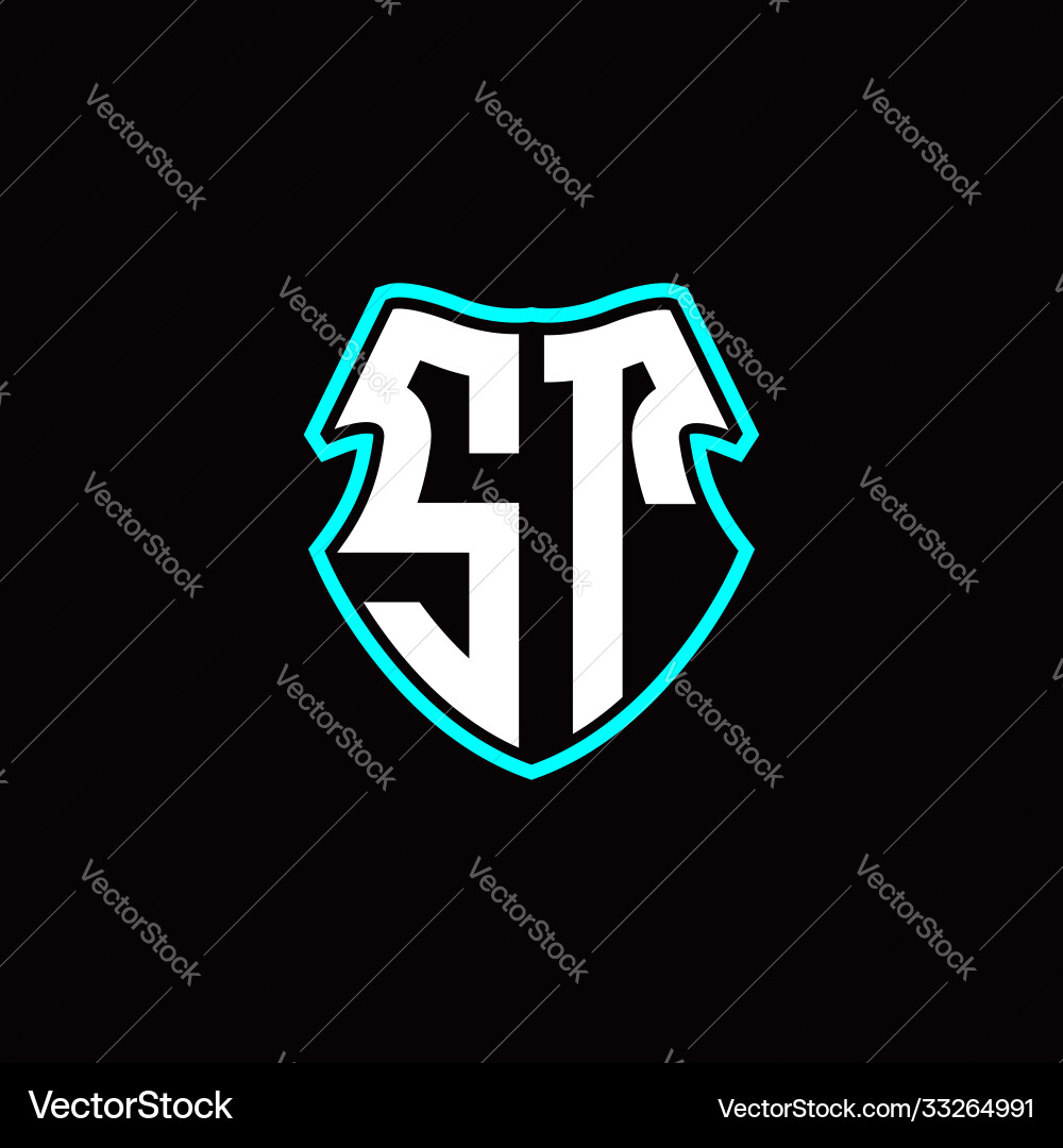 St initial logo design with a shield shape Vector Image