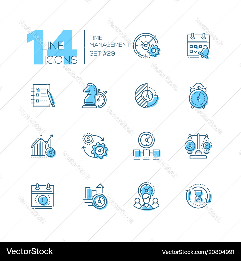 Time management - set of line design style icons Time management - set of line design style icons vector image